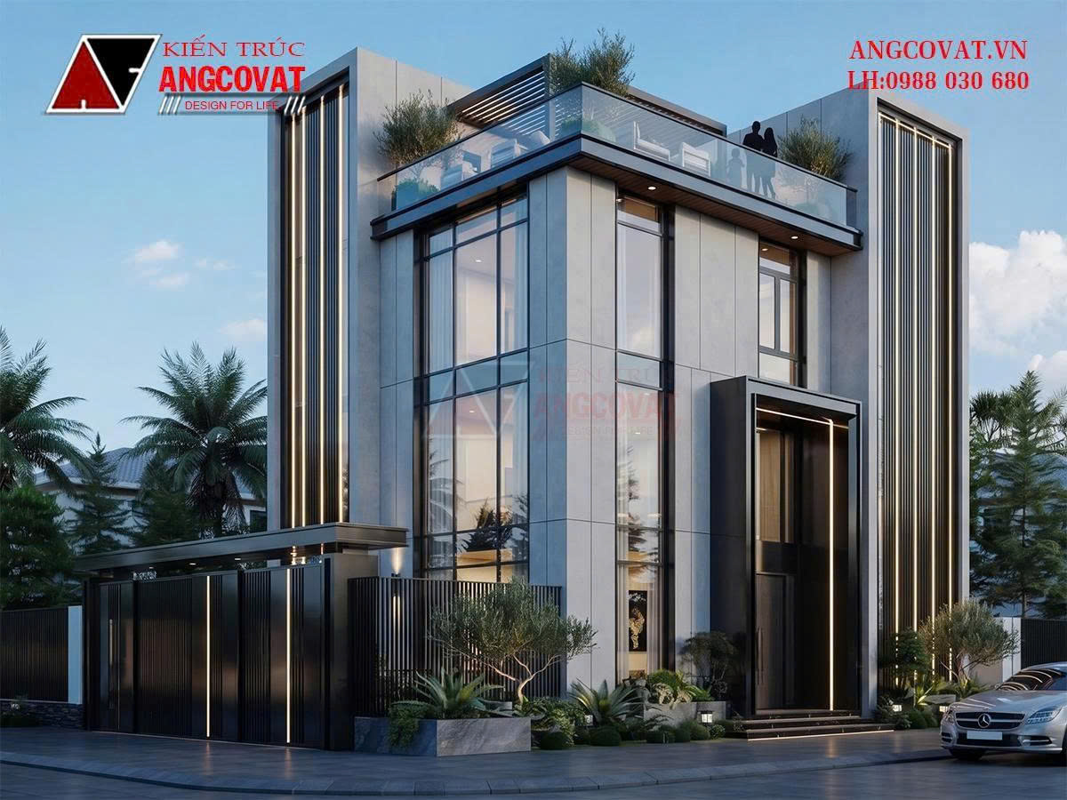 Thiết kế nhà vuông 10×10 4 tầng kết hợp văn phòng hiện đại BT1290926
