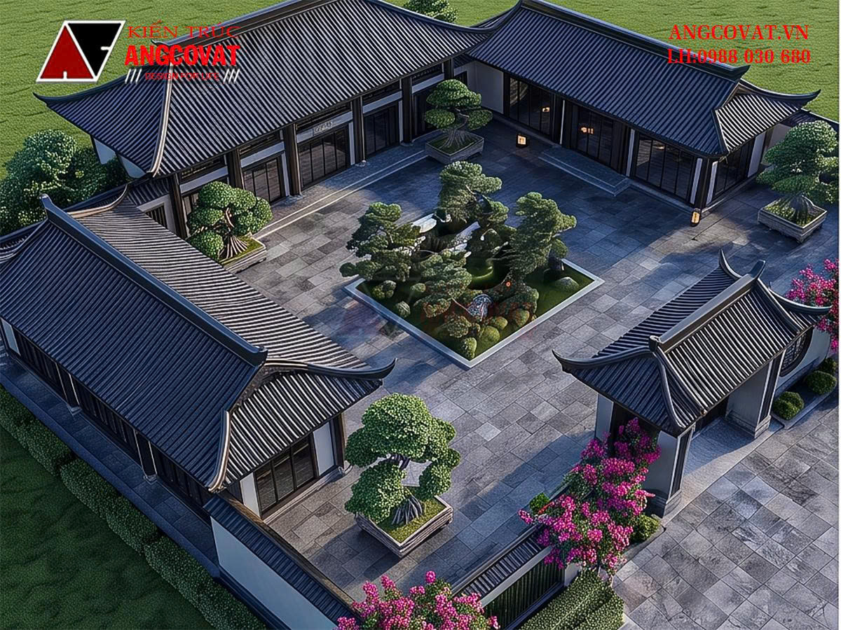 Bản vẽ thiết kế nhà tam hợp viện 200m2 trên đất 35x35m cho đại gia đình nhiều thế hệ BT1141026