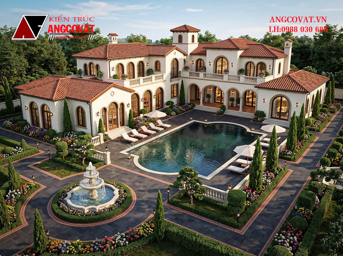 Thiết kế biệt thự Địa Trung Hải 400m2 Villa sang trọng, phóng khoáng và đẳng cấp BT1221026