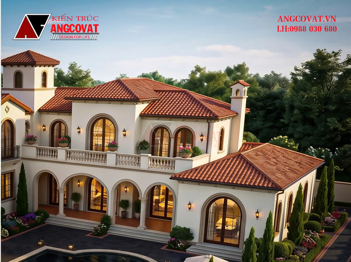 Thiết kế biệt thự Địa Trung Hải 400m2 Villa sang trọng, phóng khoáng và đẳng cấp BT1221026