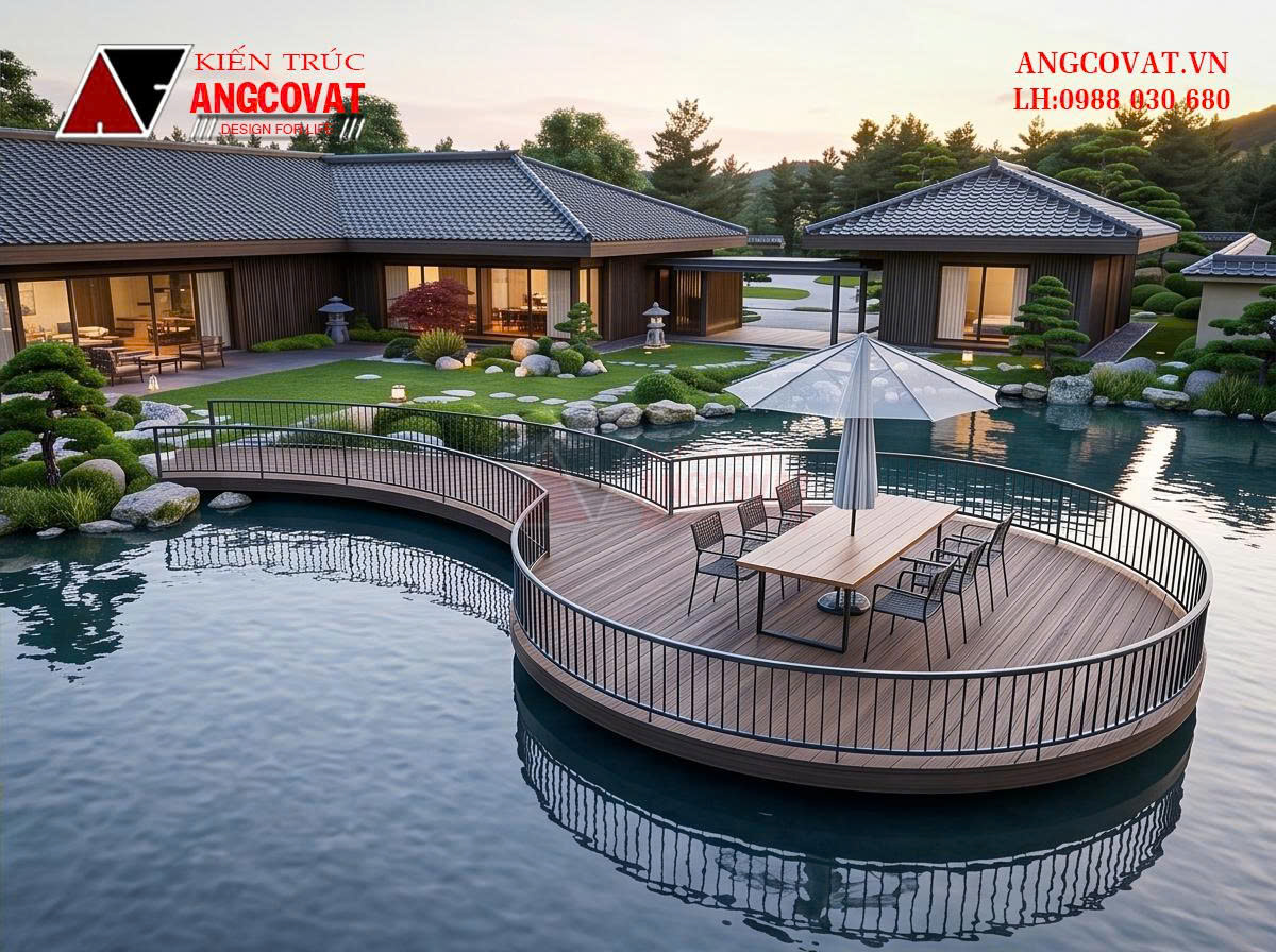 Thiết kế nhà cấp 4 có sân vườn ở giữa diện tích 350m2 – Giải pháp kiến trúc nghỉ dưỡng xanh BT2201026