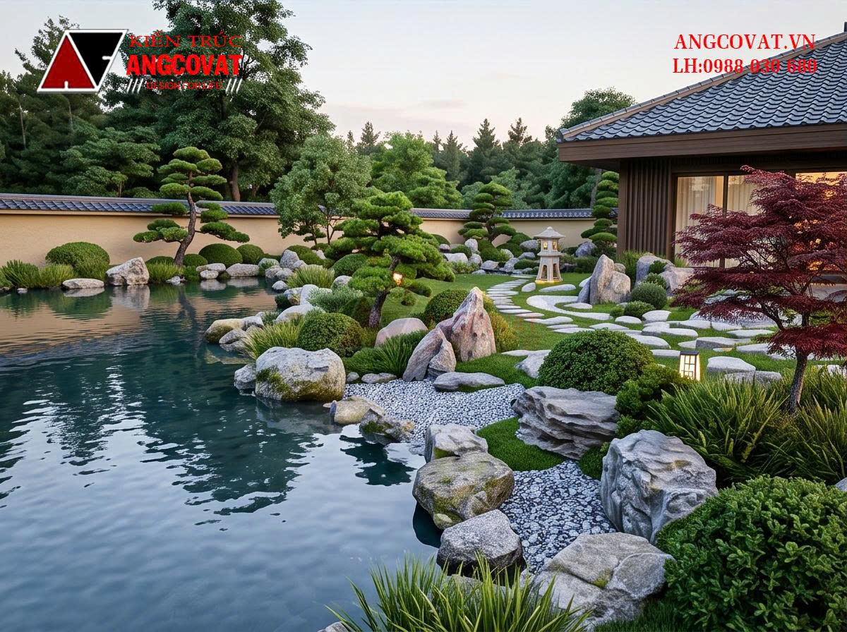 Thiết kế nhà cấp 4 có sân vườn ở giữa diện tích 350m2 – Giải pháp kiến trúc nghỉ dưỡng xanh BT2201026