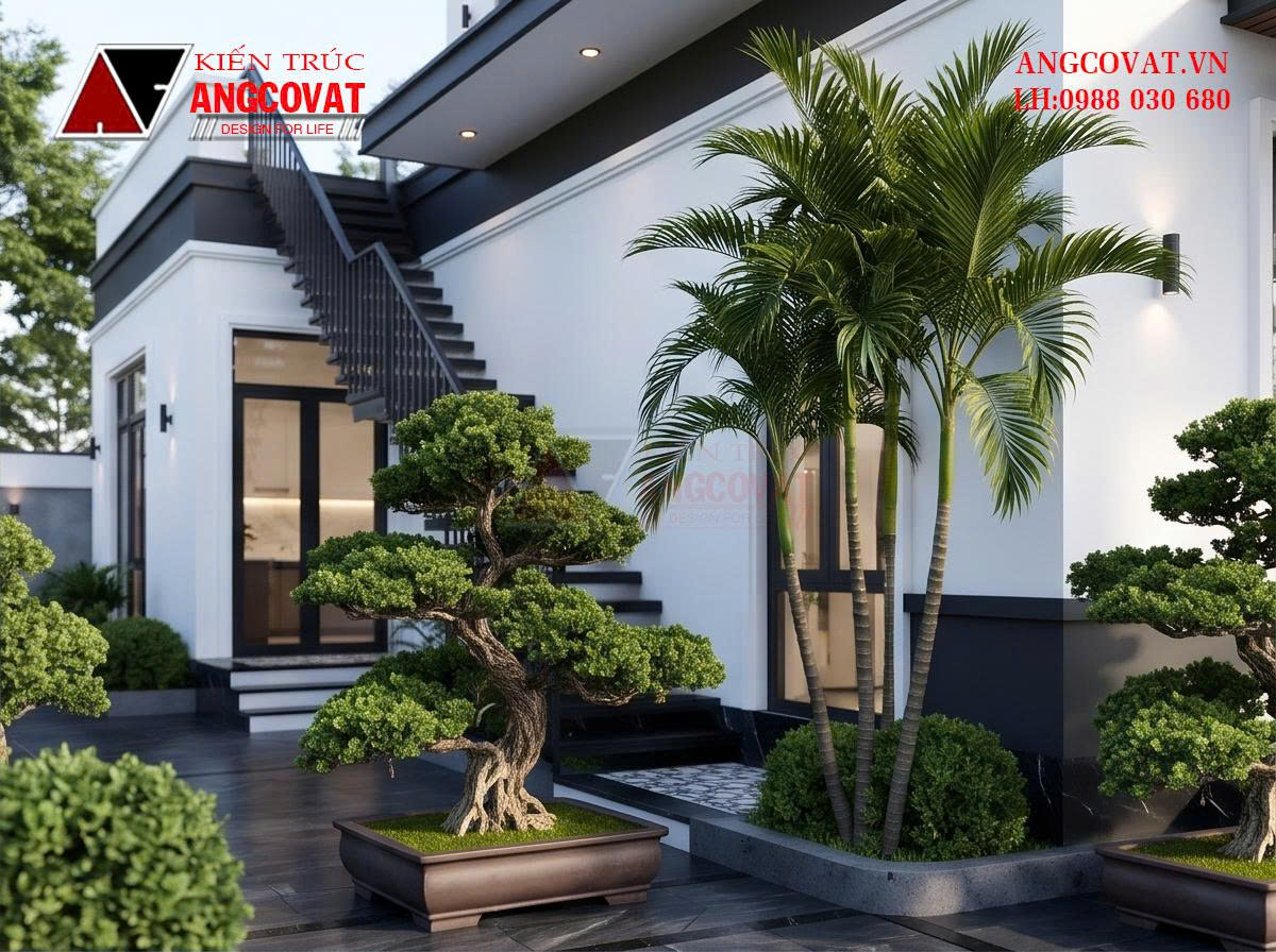 Chi phí xây nhà 1 tàng 1 tum hiện đại mái bằng tối ưu BT01261026