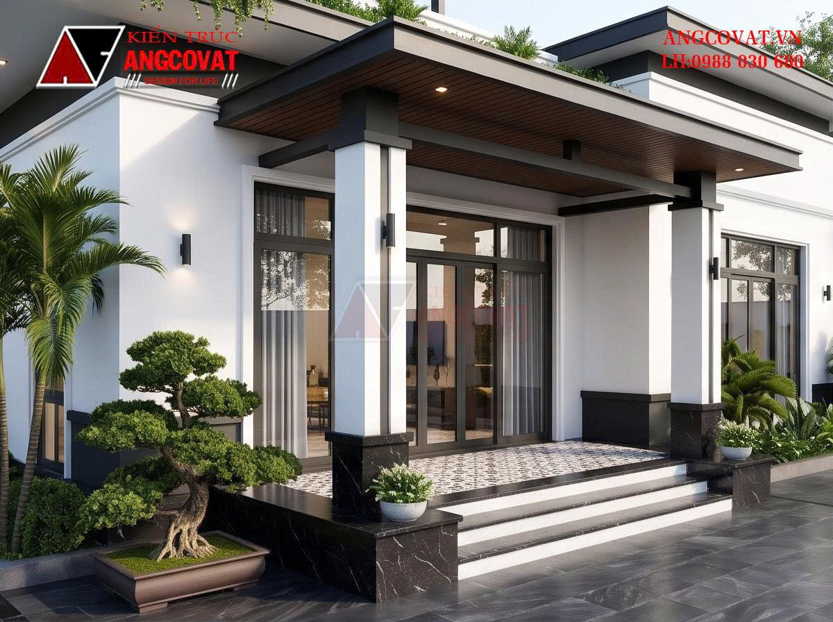 Chi phí xây nhà 1 tàng 1 tum hiện đại mái bằng tối ưu BT01261026