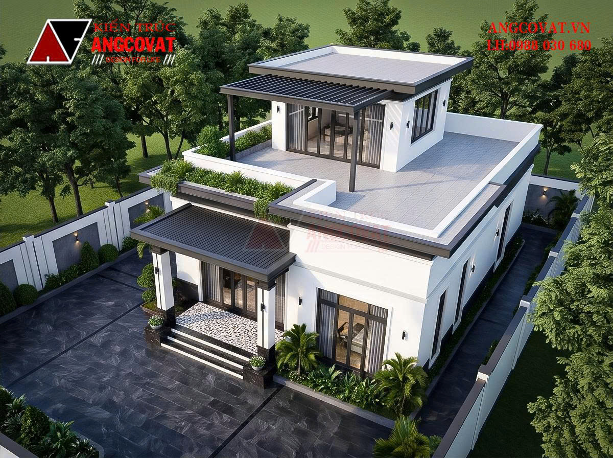 Chi phí xây nhà 1 tàng 1 tum hiện đại mái bằng tối ưu BT01261026