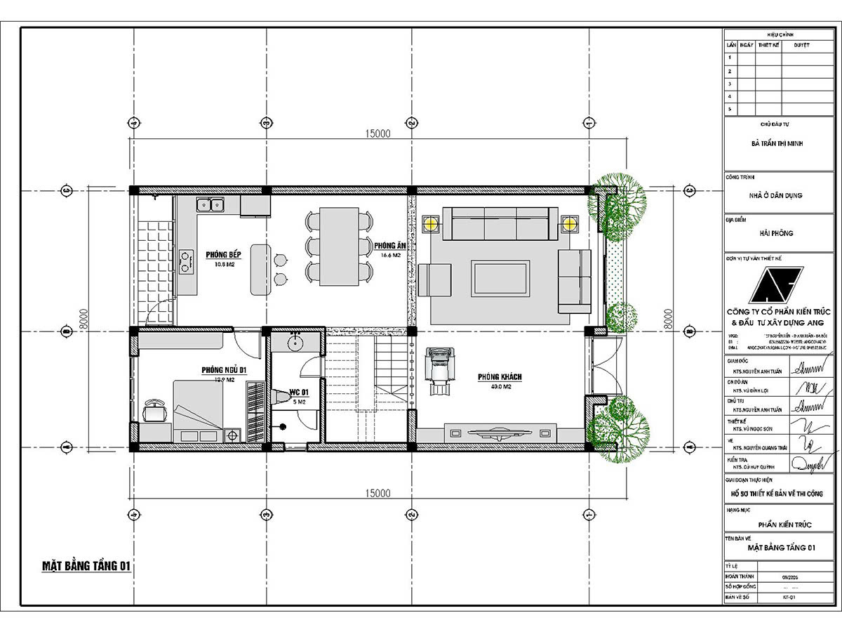 Chi phí thiết kế nhà 3 tầng 8x15m là bao nhiêu? BT11026
