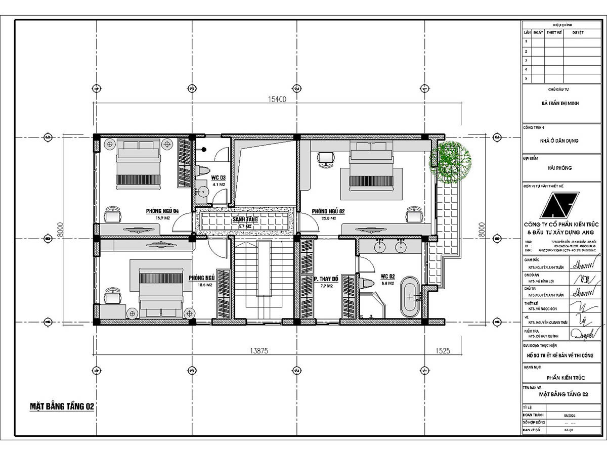 Chi phí thiết kế nhà 3 tầng 8x15m là bao nhiêu? BT11026