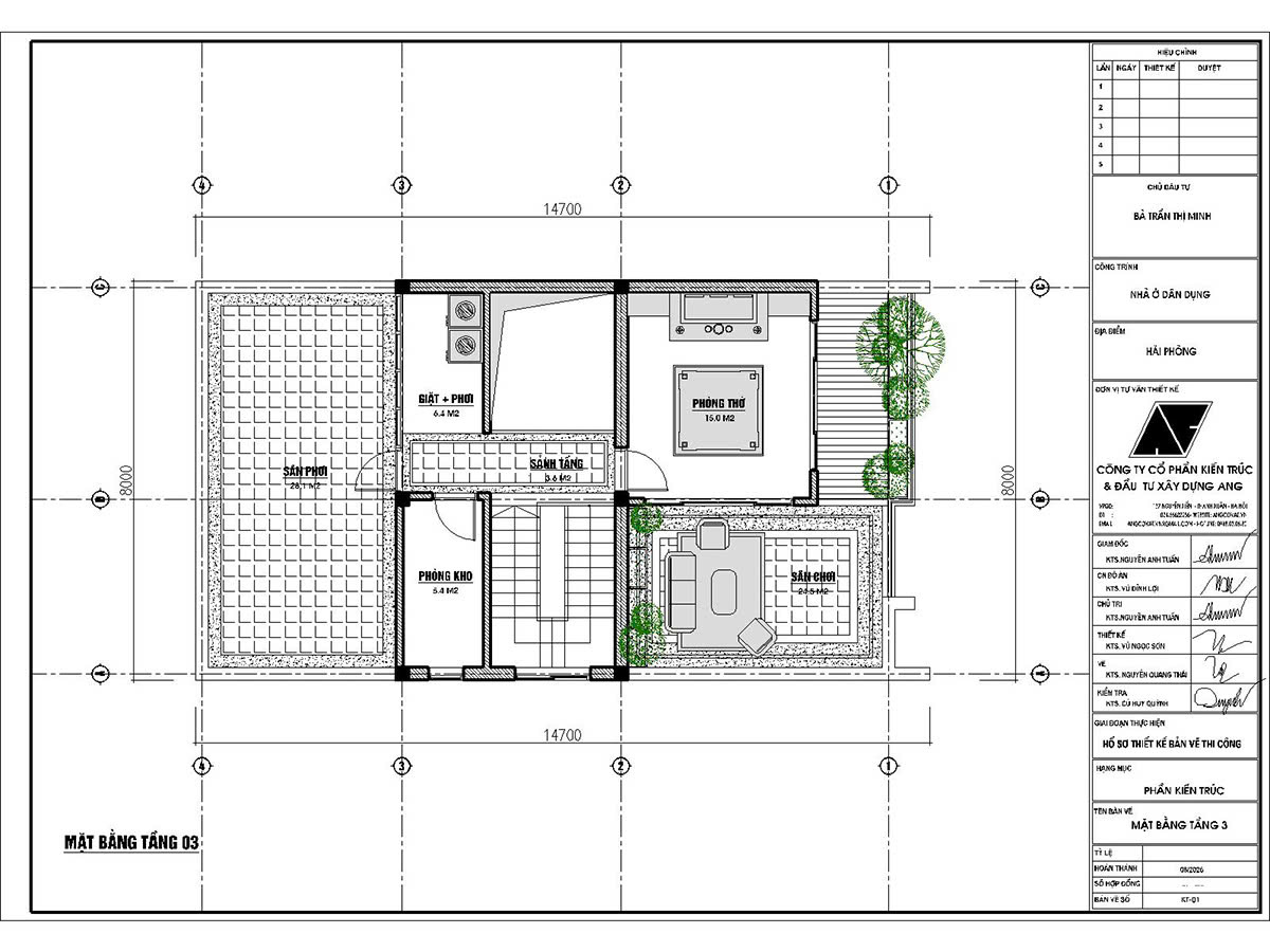 Chi phí thiết kế nhà 3 tầng 8x15m là bao nhiêu? BT11026