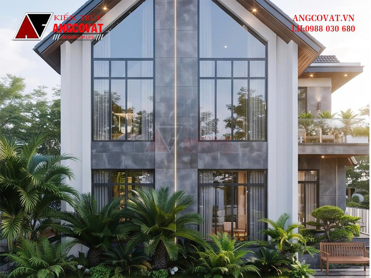 Mẫu nhà 2 tầng chữ l 90m2 đẹp không lối thoát BT0510206