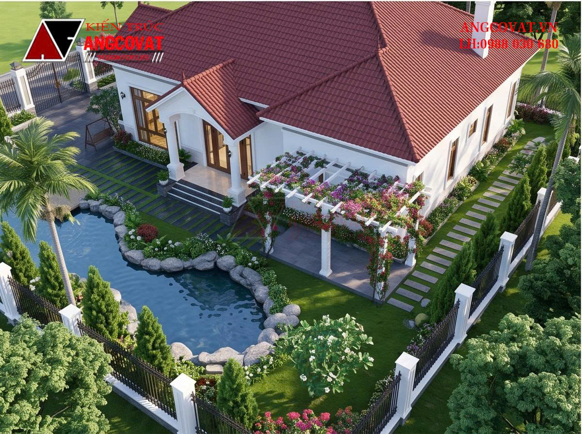 Khám phá cảnh quan mẫu nhà vườn 1 tầng diện tích 150m2