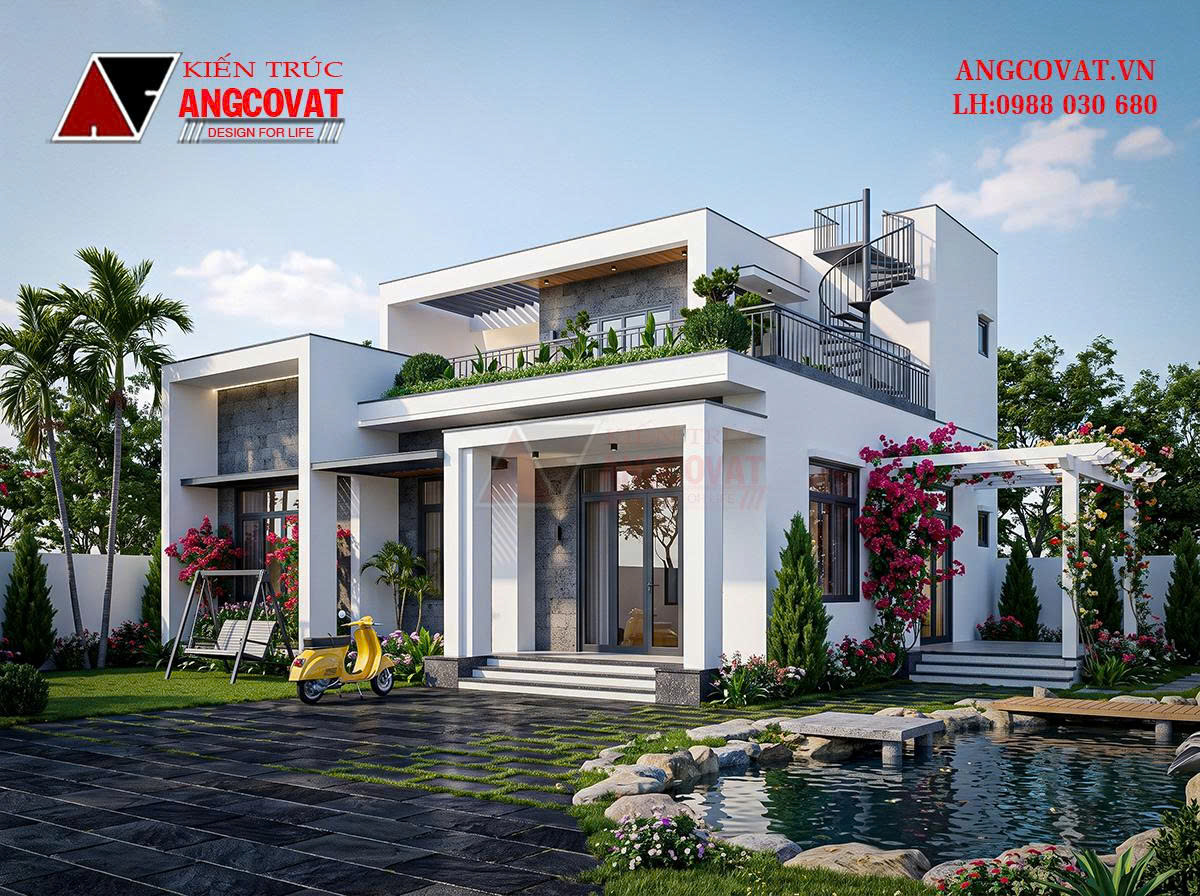 Mẫu nhà vườn 1 tầng 1 tum 120m2 chi phí rẻ