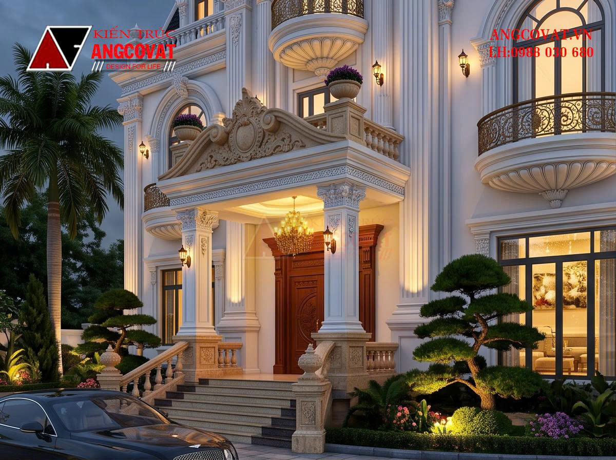 Tư vấn thiết kế lâu đài kiểu pháp 300m2 tráng lệ và xa hoa BT0810206