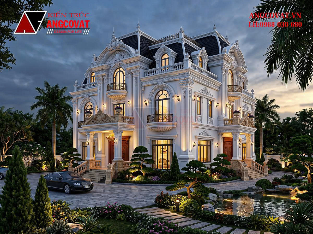 Tư vấn thiết kế lâu đài kiểu pháp 300m2 tráng lệ và xa hoa BT0810206