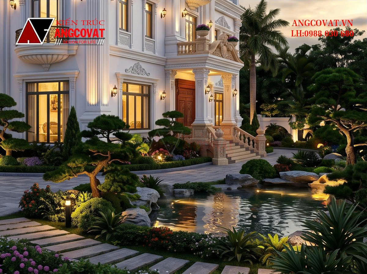 Tư vấn thiết kế lâu đài kiểu pháp 300m2 tráng lệ và xa hoa BT0810206