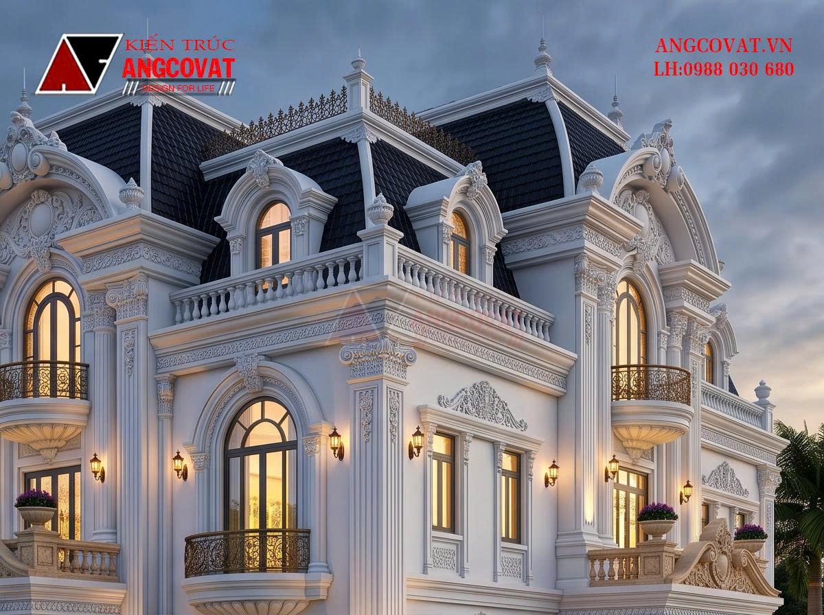 Tư vấn thiết kế lâu đài kiểu pháp 300m2 tráng lệ và xa hoa BT0810206