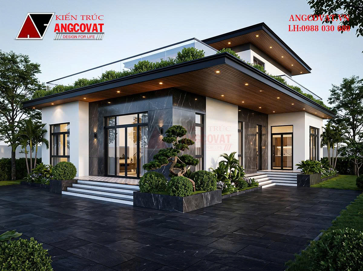 Mẫu nhà 1 tầng 1 tum 3 phòng ngủ 120m² ở nông thôn đẹp đủ công năng BT2261026