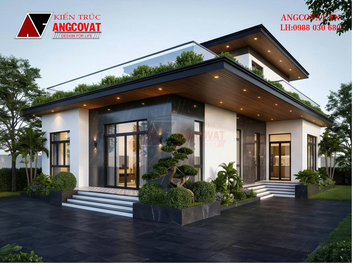 Mẫu nhà 1 tầng 1 tum 3 phòng ngủ 120m² ở nông thôn đẹp đủ công năng BT2261026