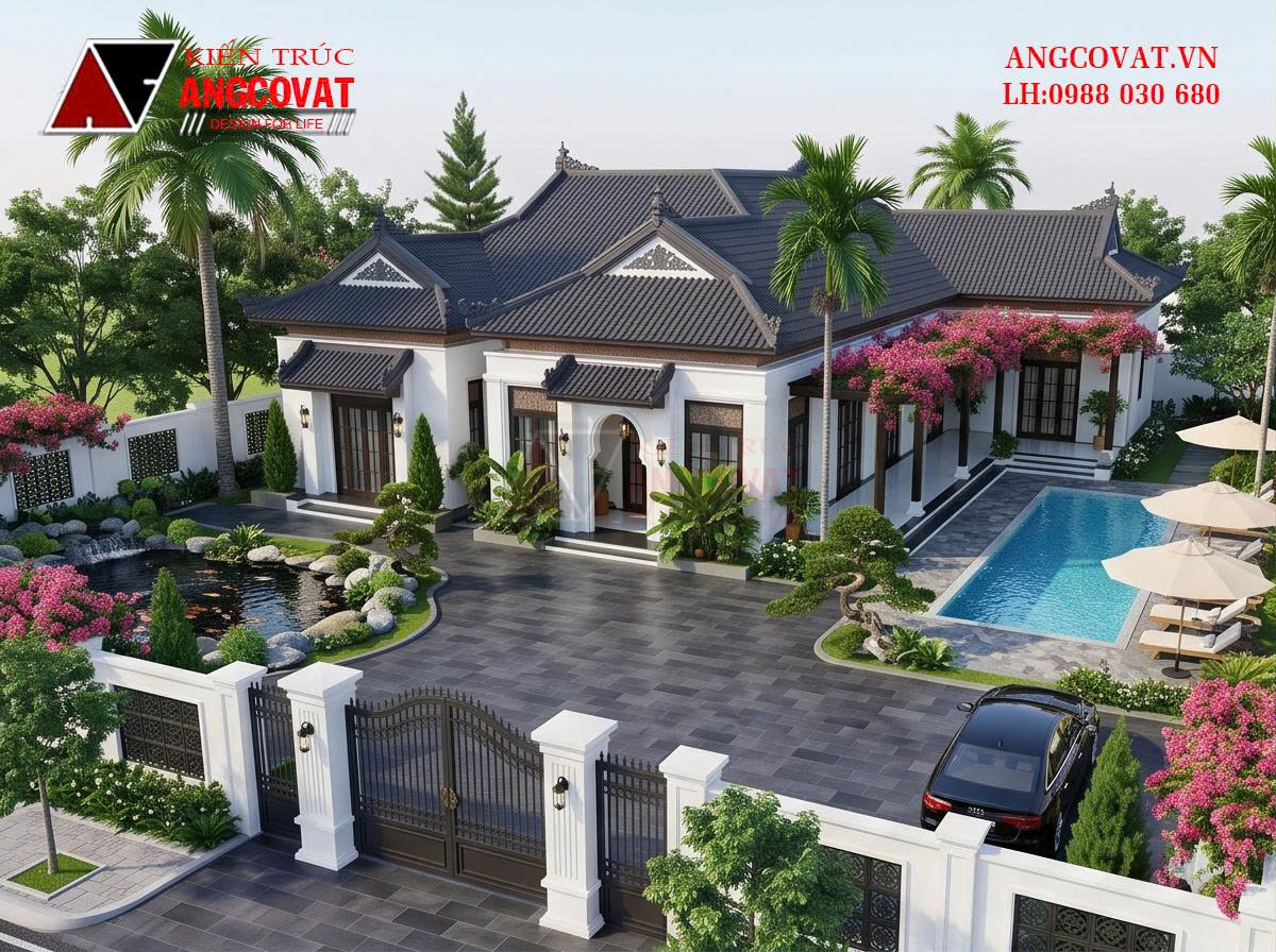 Thiết kế nhà cấp 4 phong cách Indochine 210m² sang trọng, giàu bản sắc BT1131026