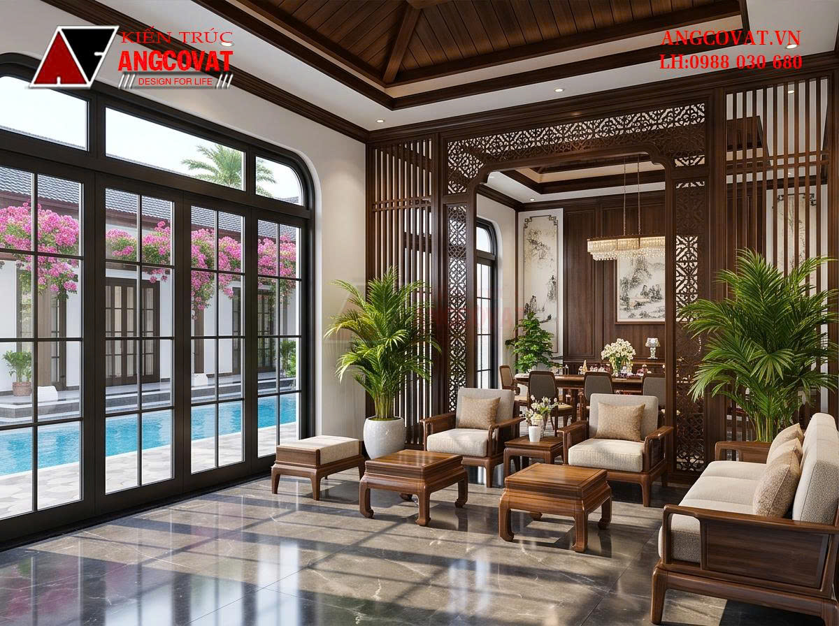 Thiết kế nhà cấp 4 phong cách Indochine 210m² sang trọng, giàu bản sắc BT1131026