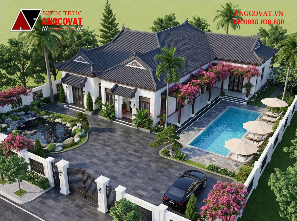 Thiết kế nhà cấp 4 phong cách Indochine 210m² sang trọng, giàu bản sắc BT1131026