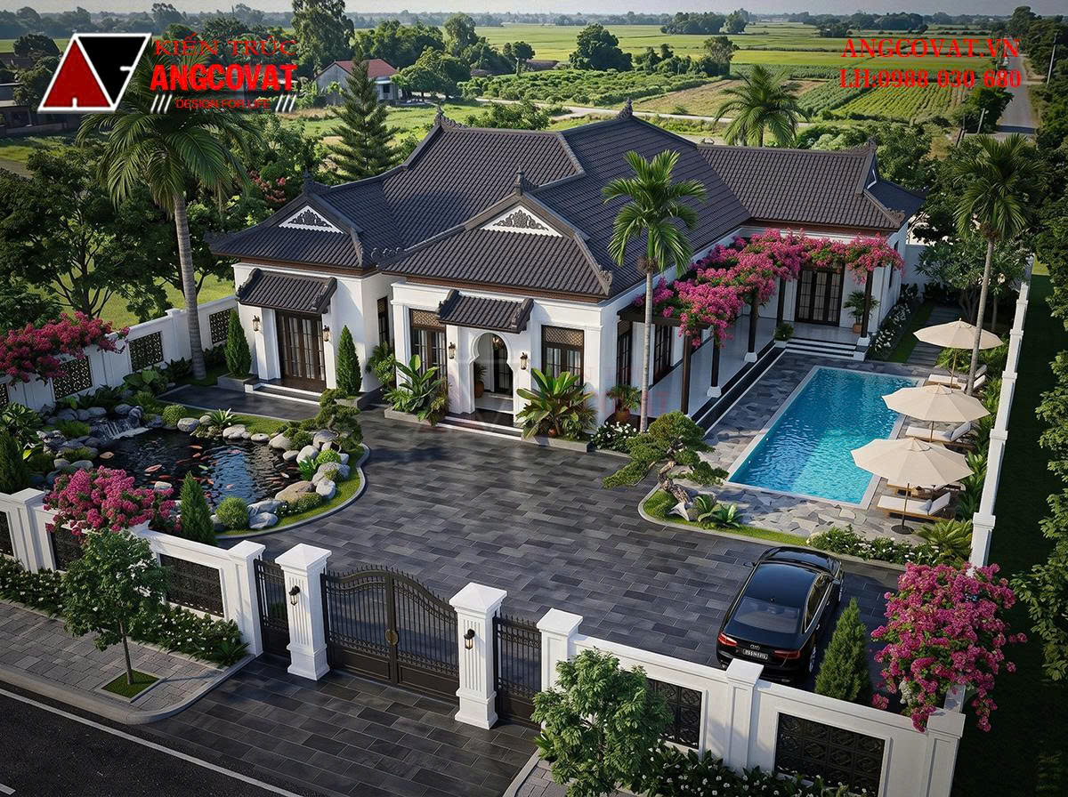 Thiết kế nhà cấp 4 phong cách Indochine 210m² sang trọng, giàu bản sắc BT1131026