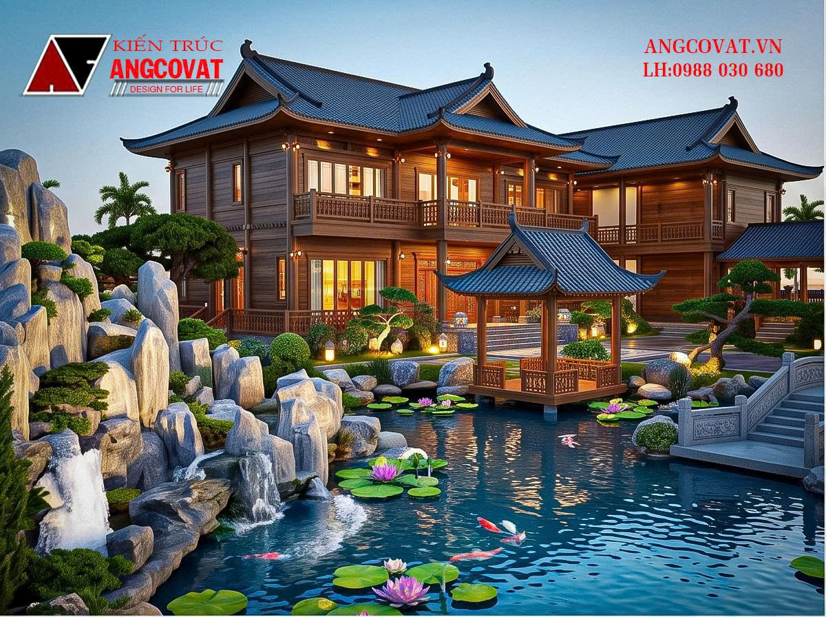 Thiết Kế Nhà Gỗ Phong Cách Á Đông Trên Khu Đất 2500m² Đẹp Và Đẳng Cấp BT1231026 6 Thiết kế nhà gỗ phong cách Á Đông trên mảnh đất rộng 2500m2 ỏ quê