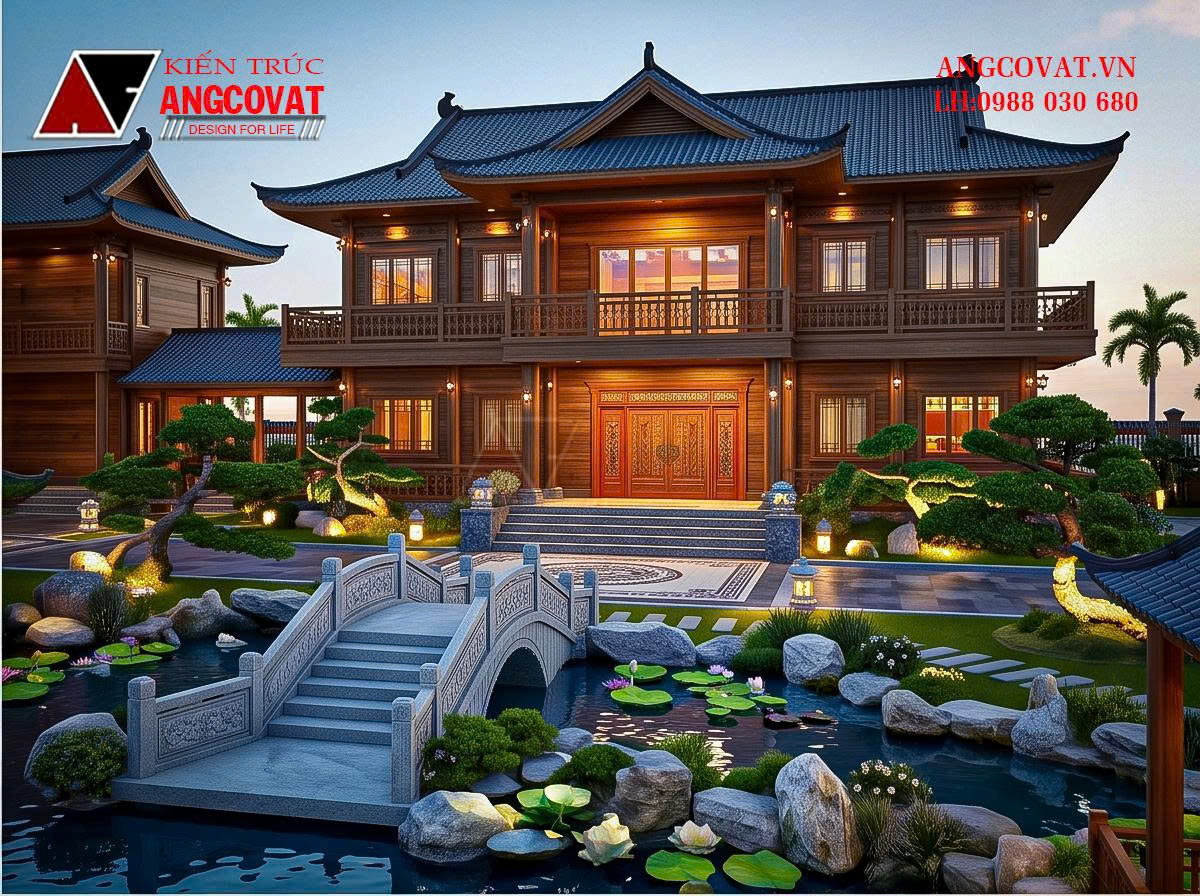 Thiết Kế Nhà Gỗ Phong Cách Á Đông Trên Khu Đất 2500m² Đẹp Và Đẳng Cấp BT1231026 7 Thiết kế nhà gỗ phong cách Á Đông trên mảnh đất rộng 2500m2 ỏ quê