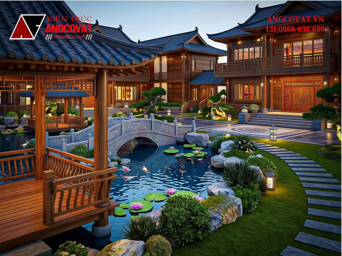 Thiết Kế Nhà Gỗ Phong Cách Á Đông Trên Khu Đất 2500m² Đẹp Và Đẳng Cấp BT1231026 8 Thiết kế nhà gỗ phong cách Á Đông trên mảnh đất rộng 2500m2 ỏ quê