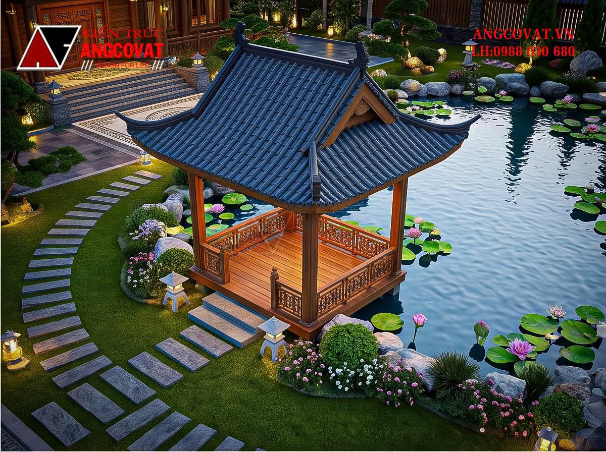 Thiết Kế Nhà Gỗ Phong Cách Á Đông Trên Khu Đất 2500m² Đẹp Và Đẳng Cấp BT1231026 10 Thiết kế nhà gỗ phong cách Á Đông trên mảnh đất rộng 2500m2 ỏ quê