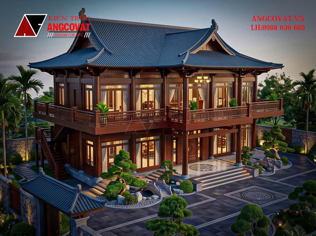 Tư vấn thiết kế nhà gỗ sân vườn 200m2 chuẩn phong thủy