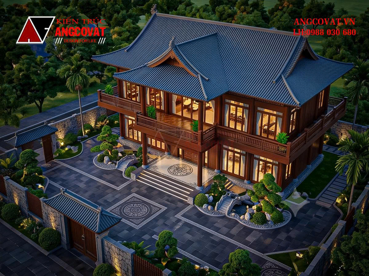 Tư vấn thiết kế nhà gỗ sân vườn 200m2 chuẩn phong thủy