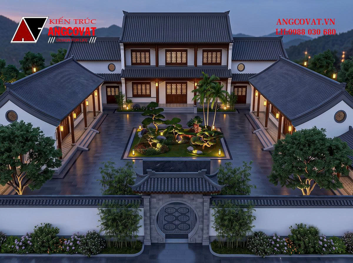 Thiết kế tam hợp viện 2 tầng 200m2 – Sự giao thoa giữa truyền thống và hiện đại